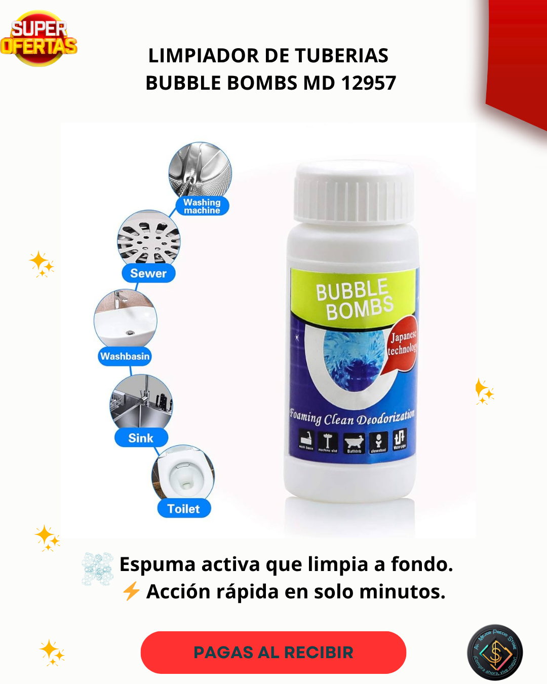 LIMPIADOR DE TUBERIAS BUBBLE BOMBS MD 12957