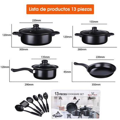 SET DE OLLAS Y JUEGO DE UTENCILIOS DE COCINA 13PZ