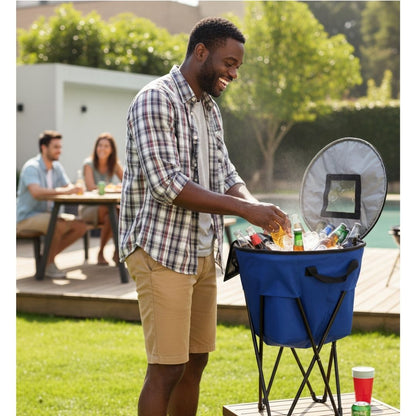 Nevera Portátil Plegable con Soporte Premium – ¡Bebidas Frías Donde Sea!