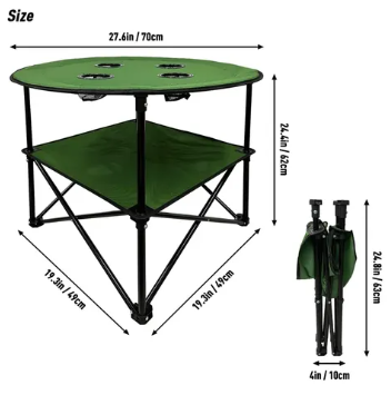 Mesa de Camping Plegable con 4 Porta Vasos