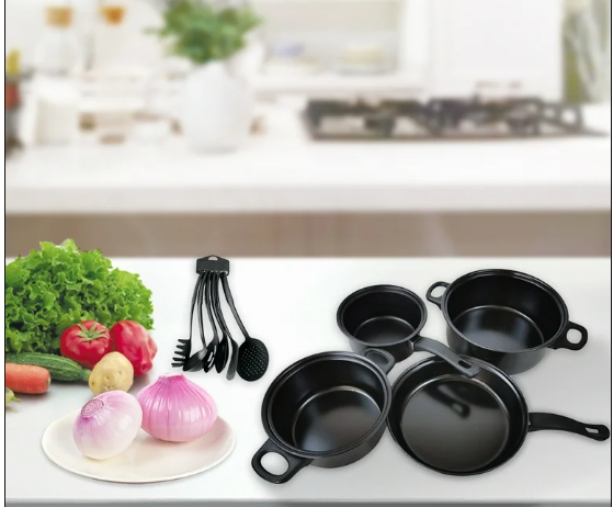 SET DE OLLAS Y JUEGO DE UTENCILIOS DE COCINA 13PZ
