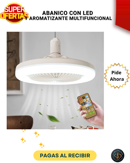 ABANICO CON LED Y AROMATIZANTE MULTIFUNCIONAL