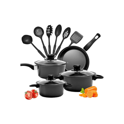 SET DE OLLAS Y JUEGO DE UTENCILIOS DE COCINA 13PZ